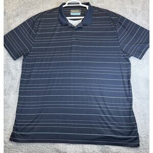 Etonic Polo Shirt Mens 2XL Performance Golf Tennis Short Sleeve Blue Striped EUC